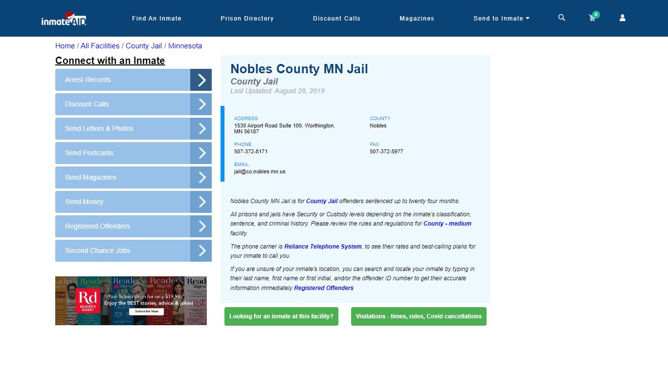 Nobles County MN Jail - Inmate Locator - Worthington, MN